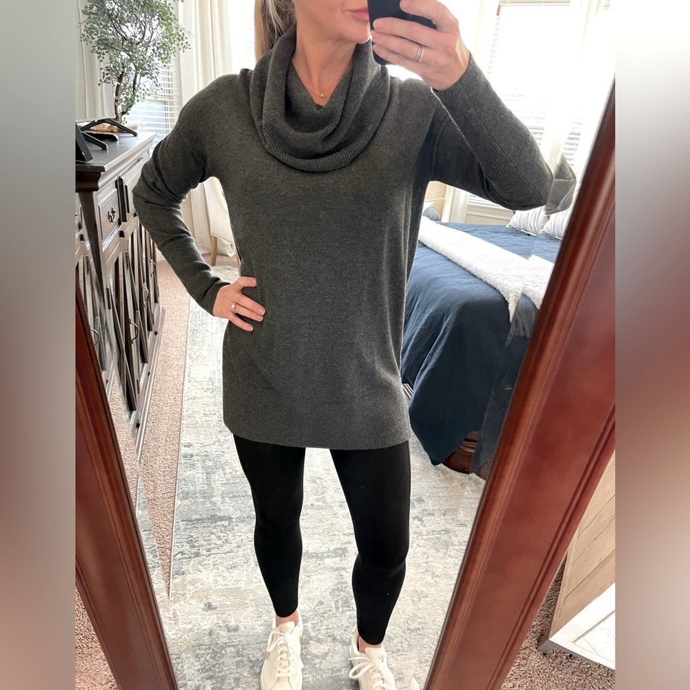 Loft Charcoal Gray cowl neck tunic sweater - size S